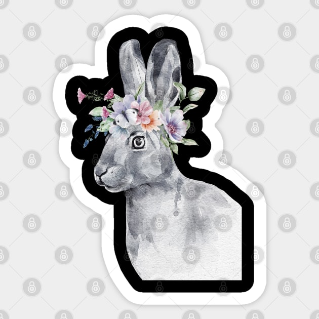 Floral Wild Rabbit Bunny Cottontail Spirit Wildlife Rescue Sticker by PinkyTree